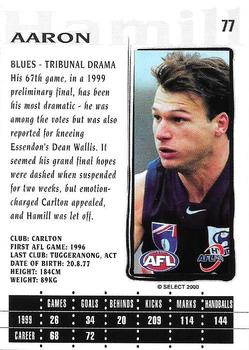 2000 Select AFL Millennium #77 Aaron Hamill Back
